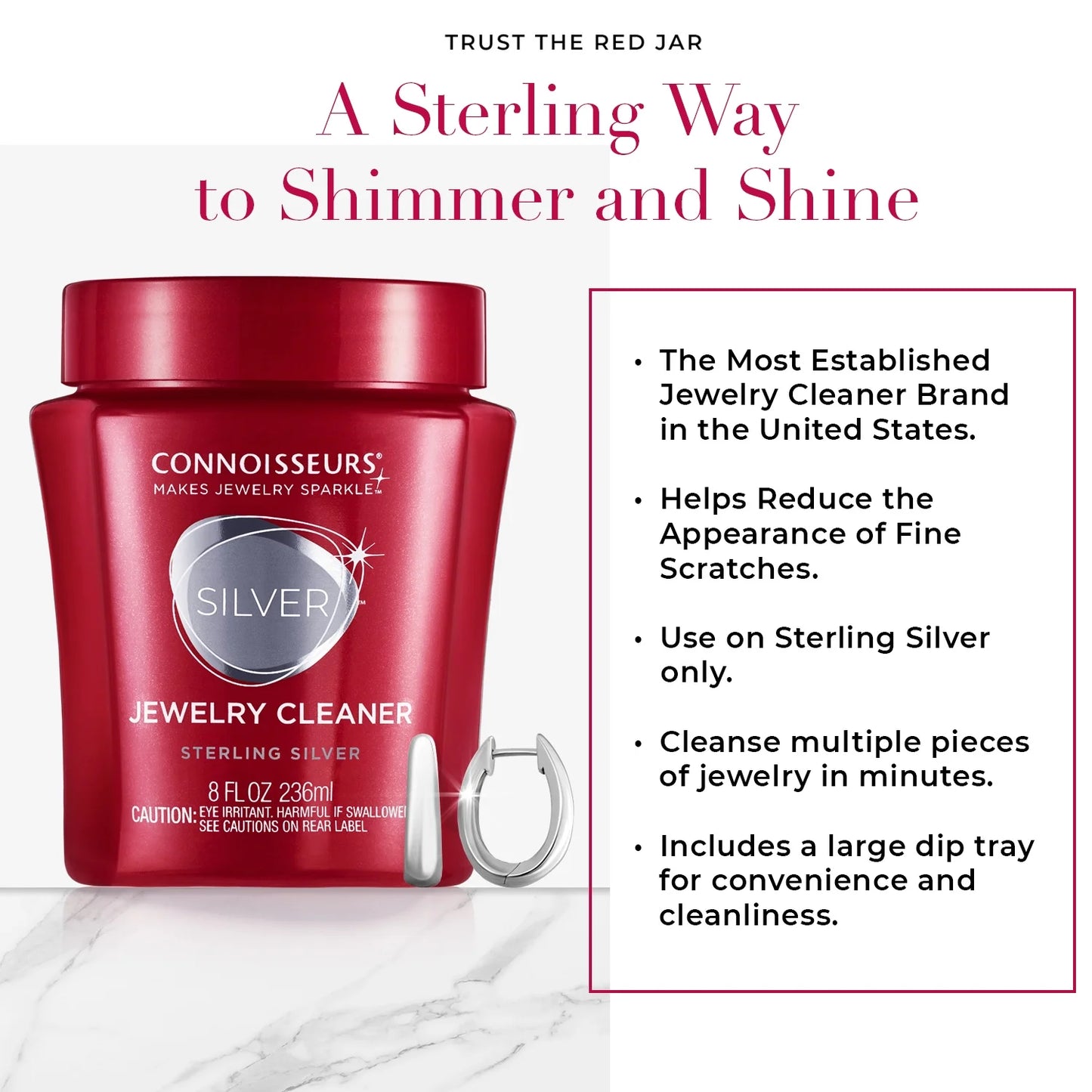 Silver Jewelry Cleaner - Liquid Dip Solution in Red Container