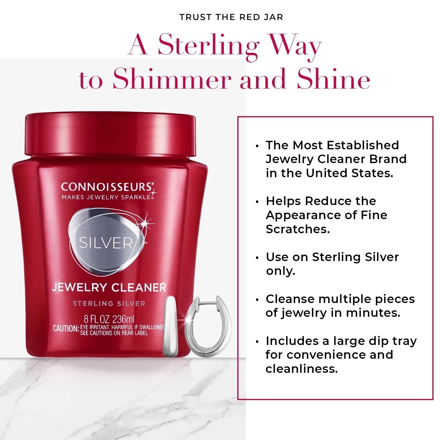 Silver Jewelry Cleaner - Liquid Dip Solution in Red Container