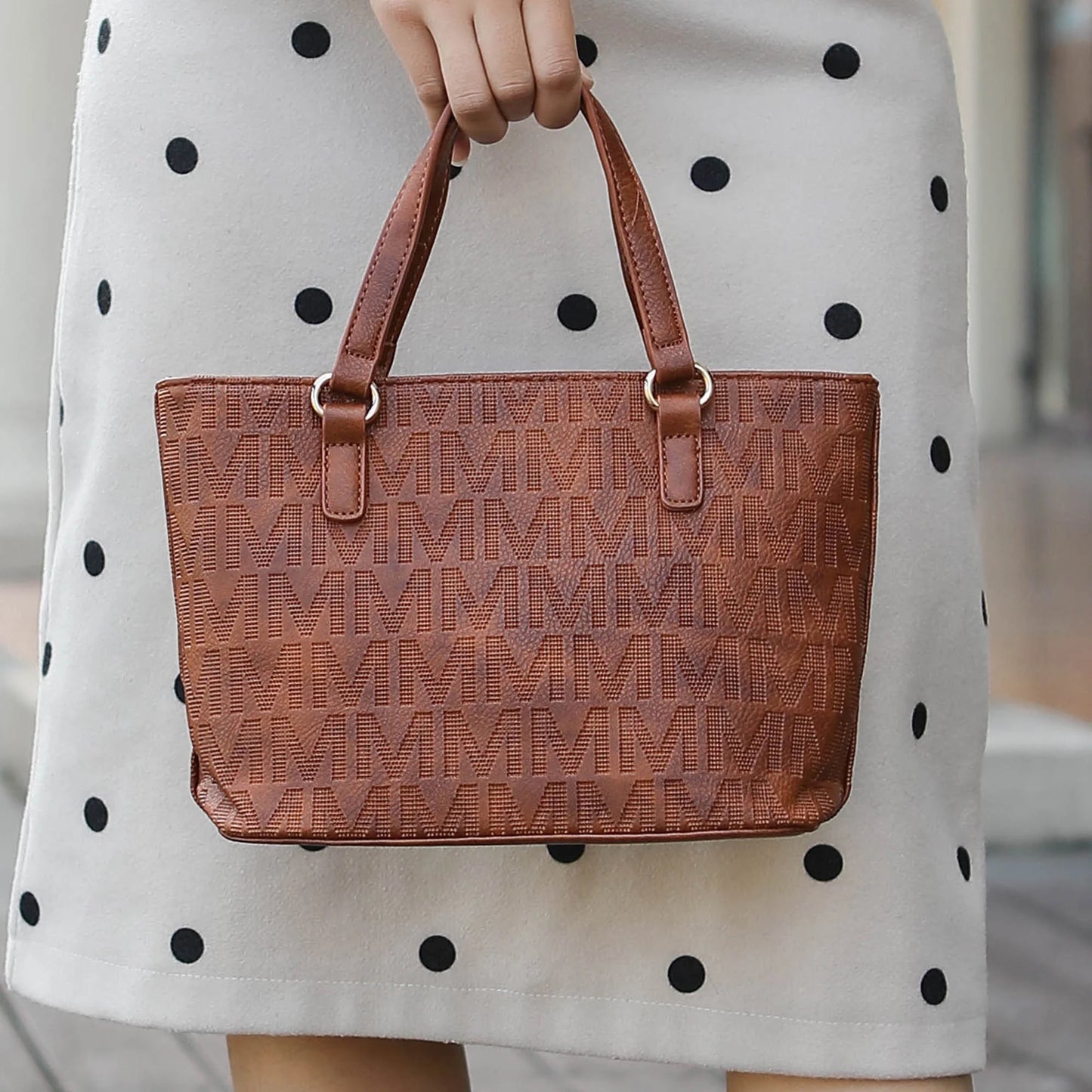 Edelyn Women's 4-Piece Signature Tote Bag Set by Mia K: Small Handbag, Pouch Purse, and Wristlet Wallet