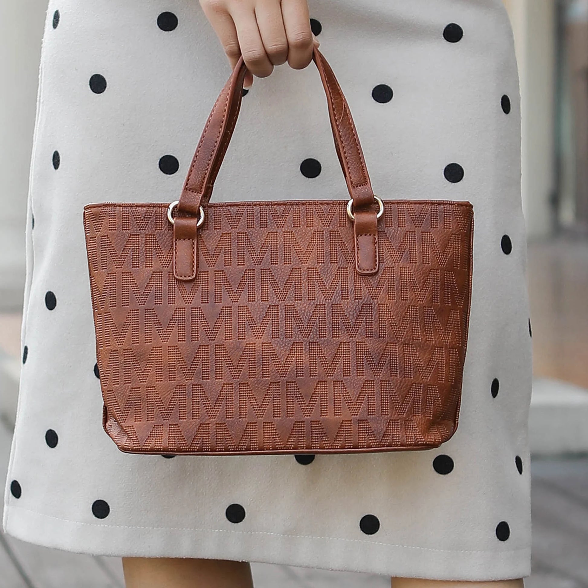 Edelyn Women's 4-Piece Signature Tote Bag Set by Mia K: Small Handbag, Pouch Purse, and Wristlet Wallet