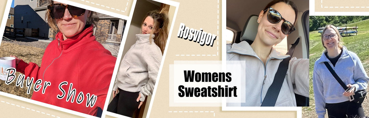 Women's Half Zip Cropped Fleece Sweatshirt with Thumb Holes for Fall and Winter