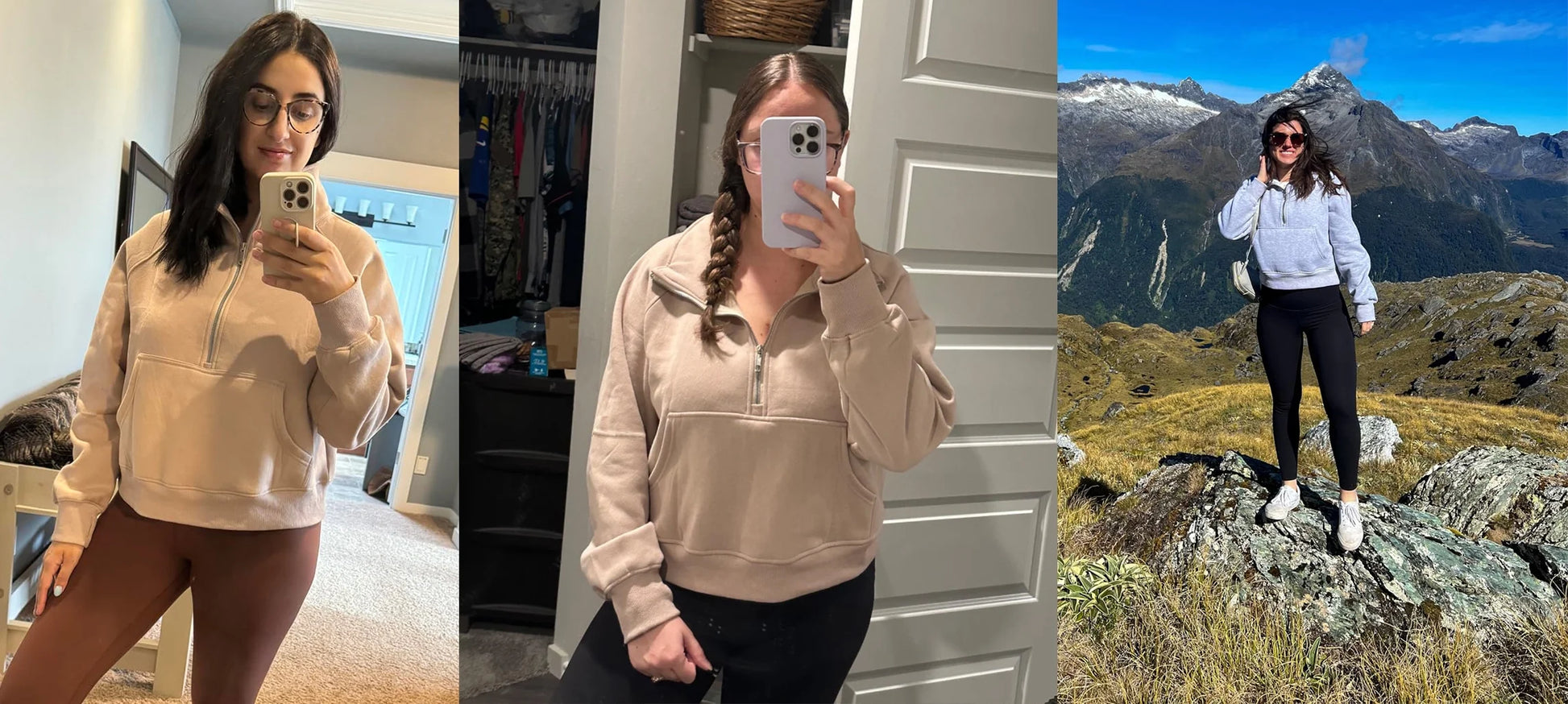 Women's Half Zip Cropped Fleece Sweatshirt with Thumb Holes for Fall and Winter