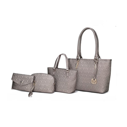 Edelyn Women's 4-Piece Signature Tote Bag Set by Mia K: Small Handbag, Pouch Purse, and Wristlet Wallet
