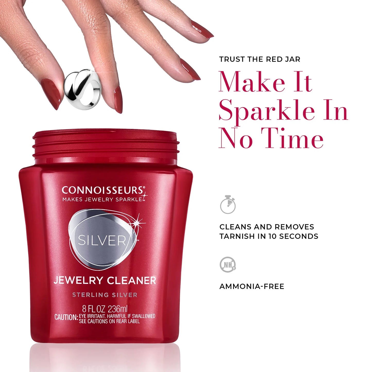 Silver Jewelry Cleaner - Liquid Dip Solution in Red Container