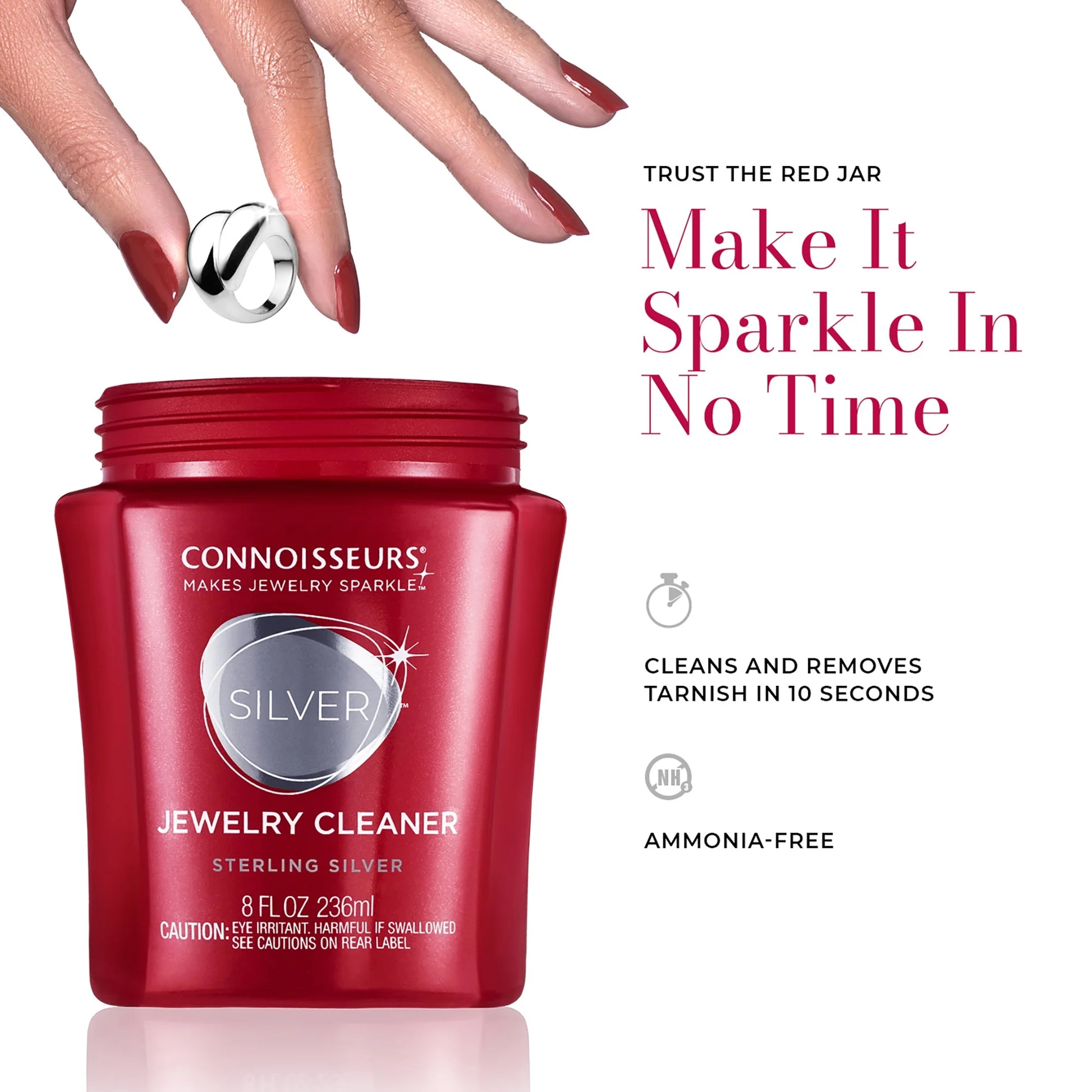 Silver Jewelry Cleaner - Liquid Dip Solution in Red Container