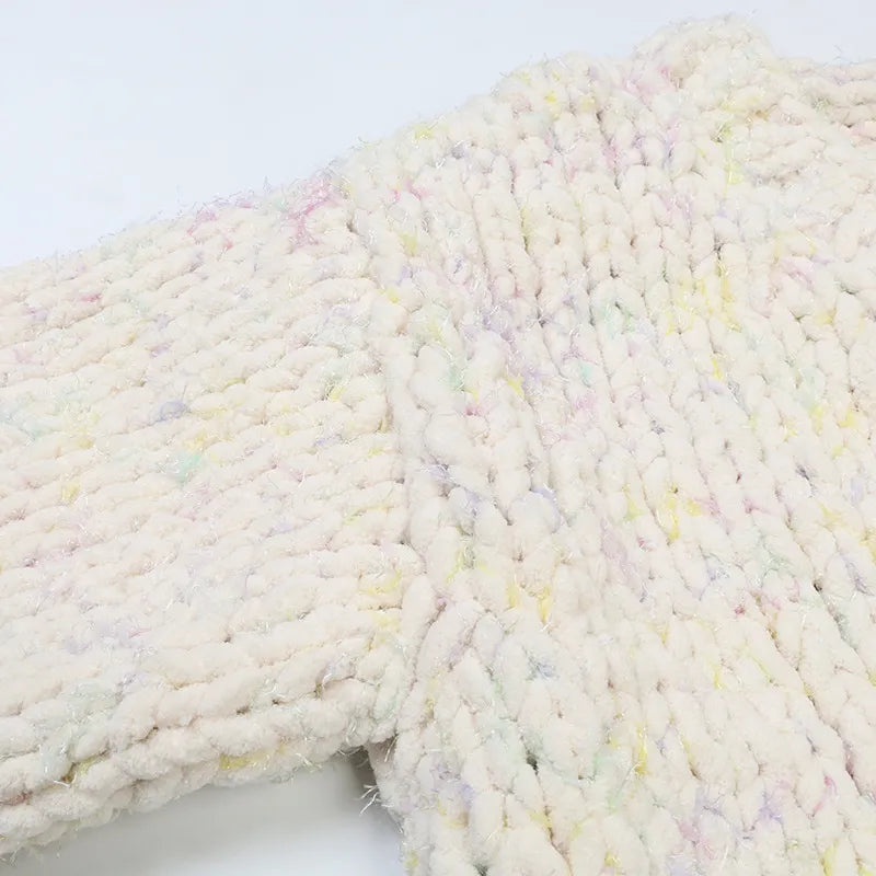 2023 Autumn Women's High-Quality V-Neck Long Sleeve Cardigan Sweater in Apricot by Mingmo