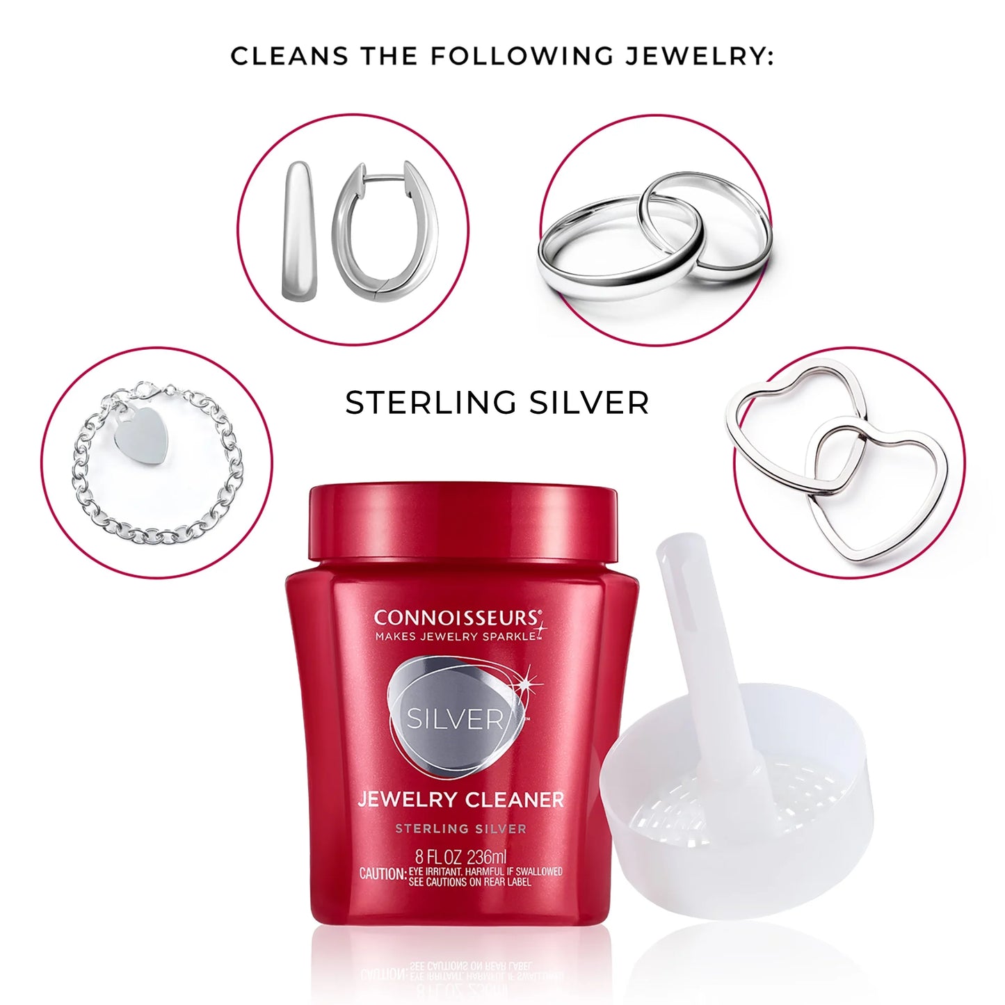 Silver Jewelry Cleaner - Liquid Dip Solution in Red Container