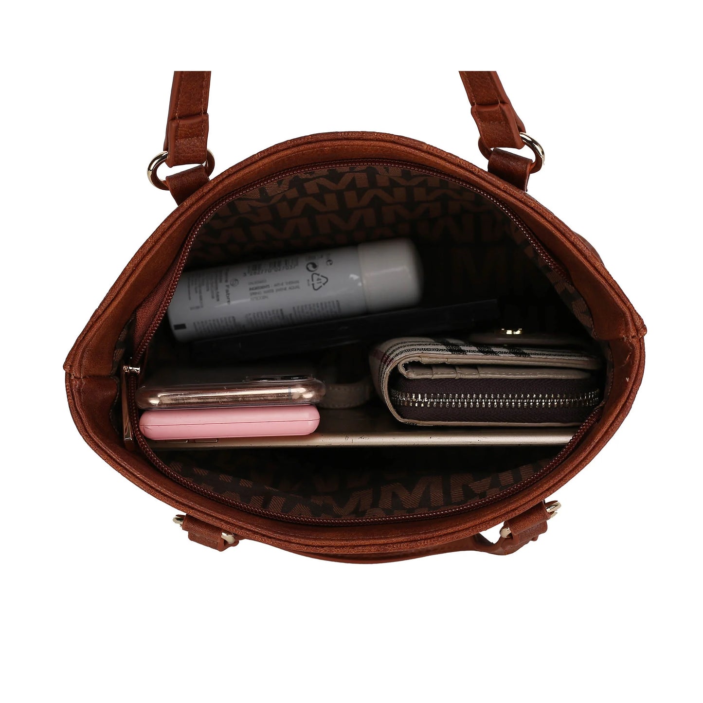 Edelyn Women's 4-Piece Signature Tote Bag Set by Mia K: Small Handbag, Pouch Purse, and Wristlet Wallet