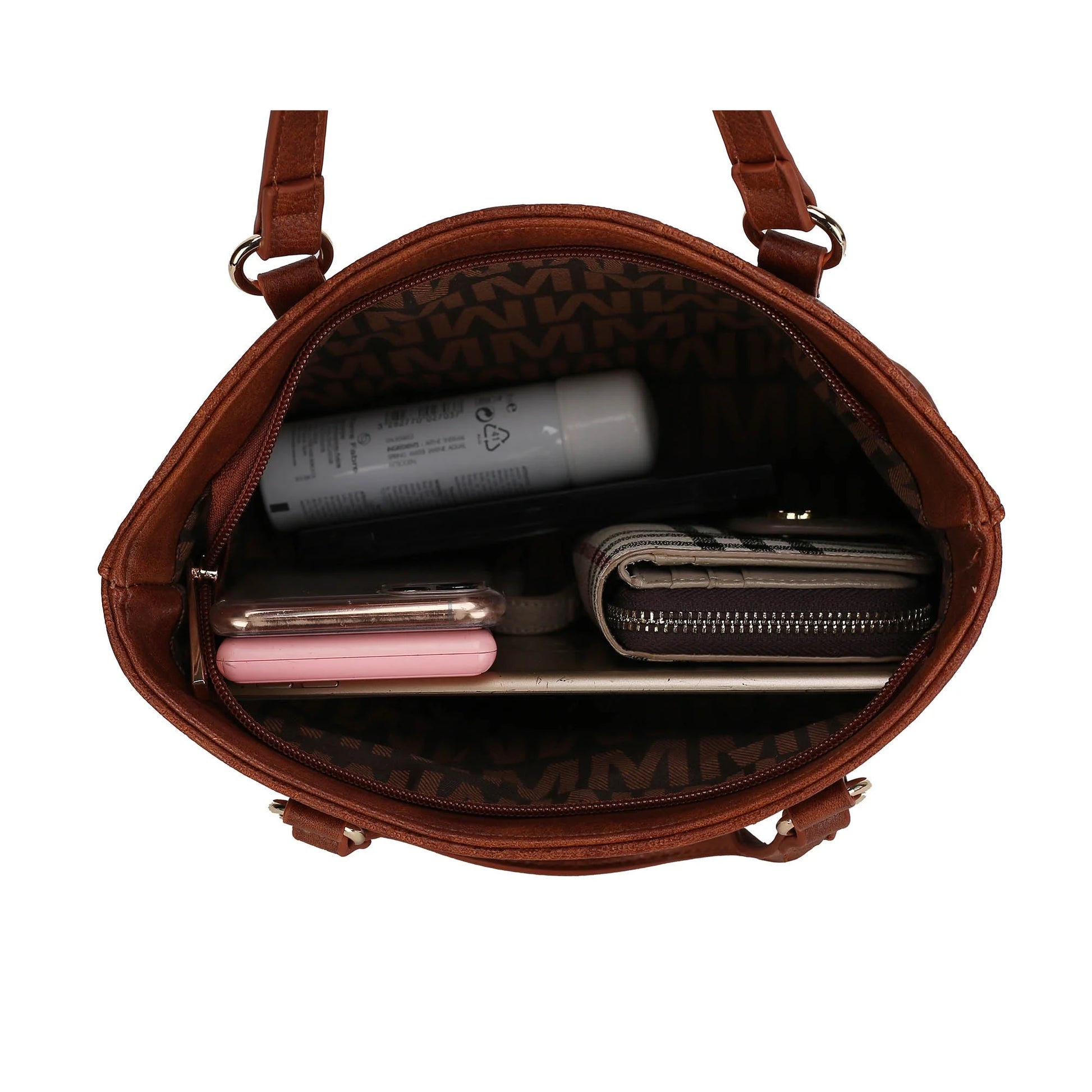 Edelyn Women's 4-Piece Signature Tote Bag Set by Mia K: Small Handbag, Pouch Purse, and Wristlet Wallet