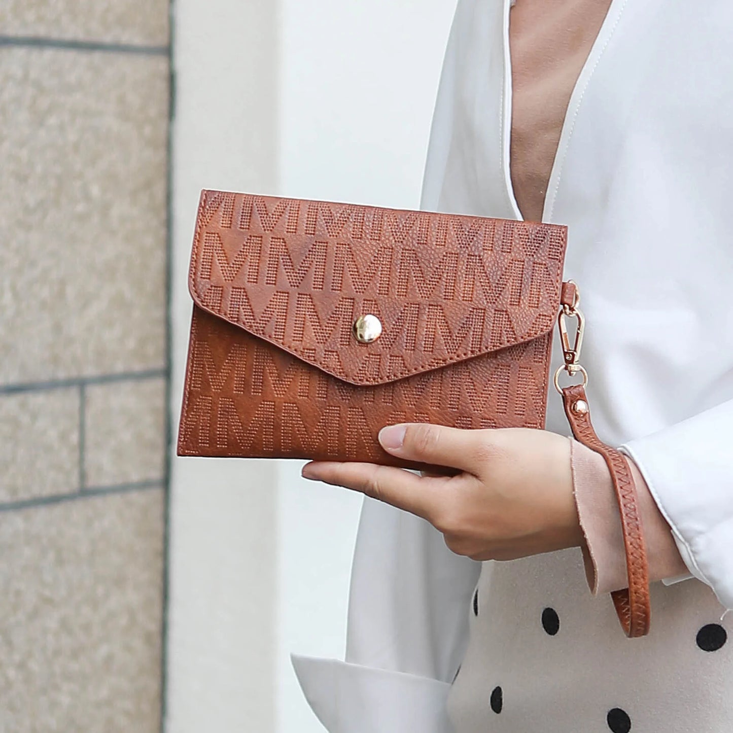 Edelyn Women's 4-Piece Signature Tote Bag Set by Mia K: Small Handbag, Pouch Purse, and Wristlet Wallet