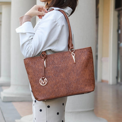 Edelyn Women's 4-Piece Signature Tote Bag Set by Mia K: Small Handbag, Pouch Purse, and Wristlet Wallet