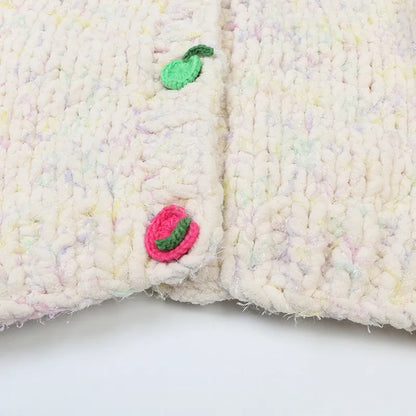 2023 Autumn Women's High-Quality V-Neck Long Sleeve Cardigan Sweater in Apricot by Mingmo