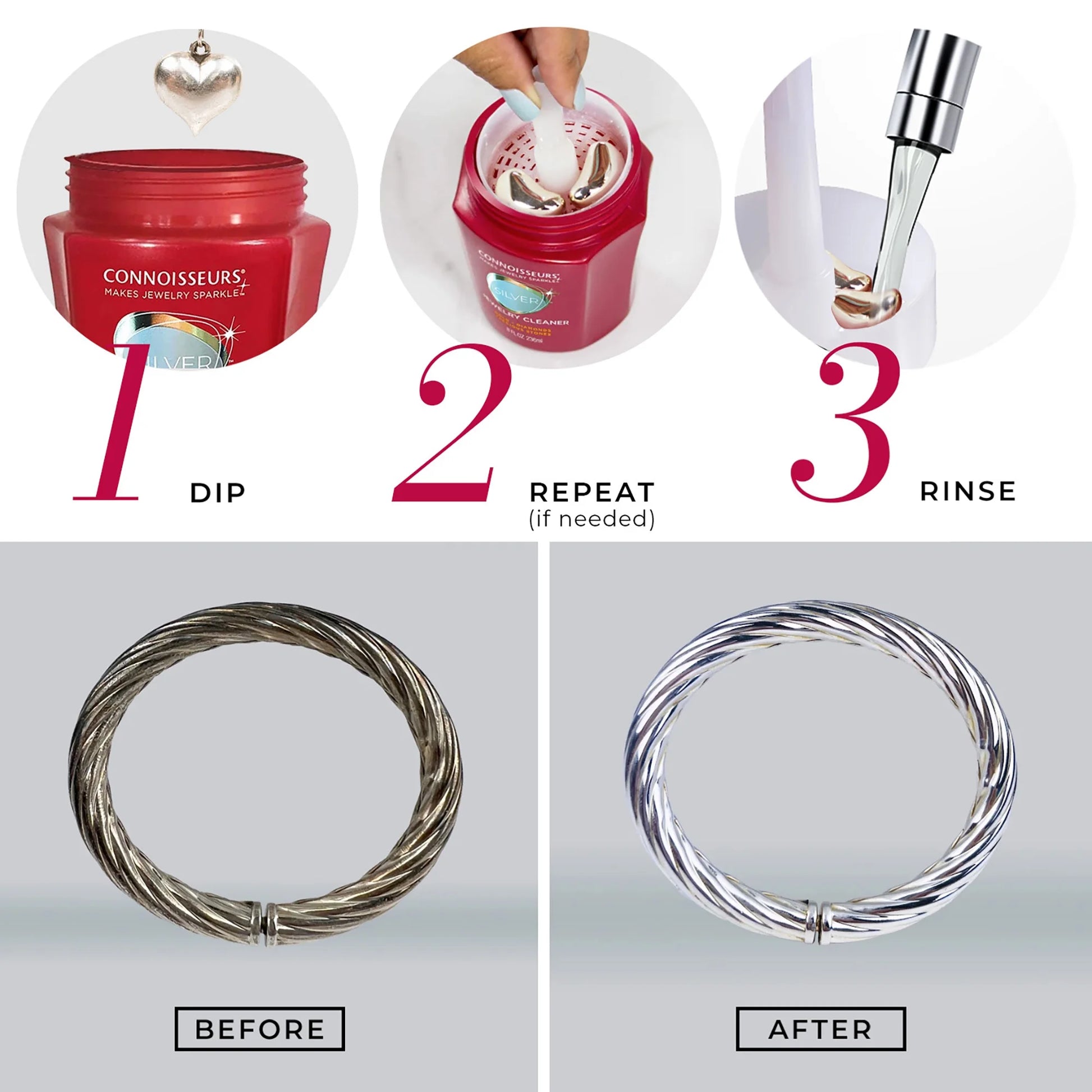 Silver Jewelry Cleaner - Liquid Dip Solution in Red Container