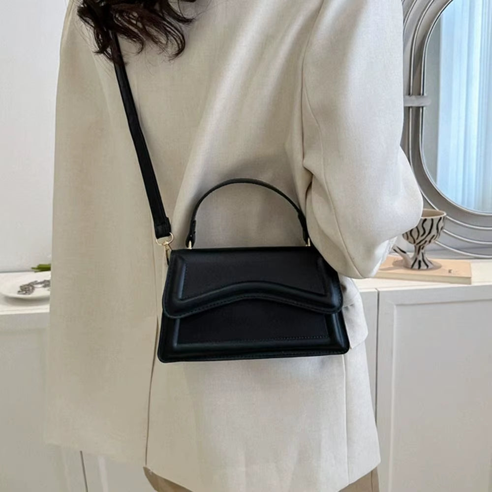 Fashionable PU Leather Sling Shoulder Bag - Stylish Solid Color Crossbody Handbag for Women and Girls